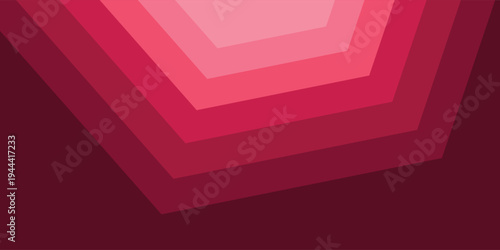 Abstract pink and maroon geometric background with layered hexagonal shapes and modern chevron pattern. vector illustration