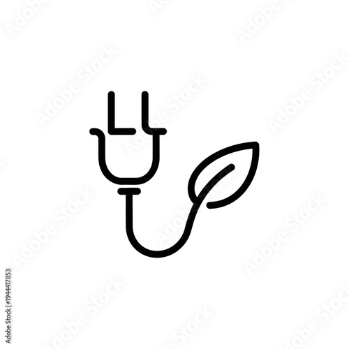Green Energy Plug and Leaf Icon