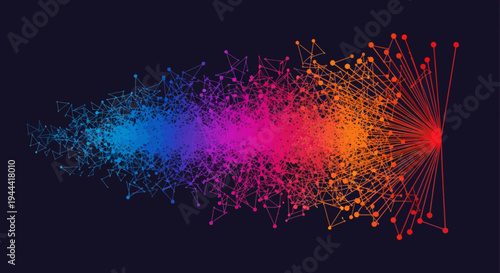 colorful abstract network connections particle explosion illustration