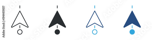 Navigation direction arrow icon set, location pointer arrow icon. Map guidance concept. GPS direction symbol. Vector illustration.