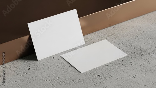 Blank business cards mockup on concrete surface for presentation