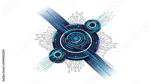 Abstract blue and white circular design.