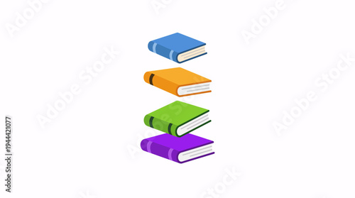 Stack of Four Colorful Books, Representing Knowledge, Education, and Learning - Ideal for Academic or Informative Content