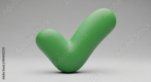 Green checkmark symbol on transparent background 3d illustration isolated