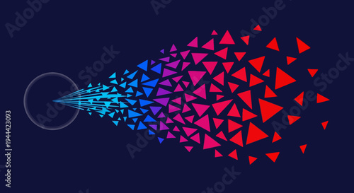 colorful geometric triangle particle explosion illustration design