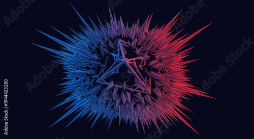 Abstract starburst design with red blue gradient spikes