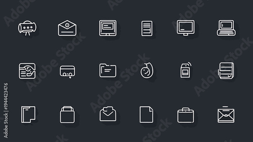 Modern interface navigation icons minimal thin line set