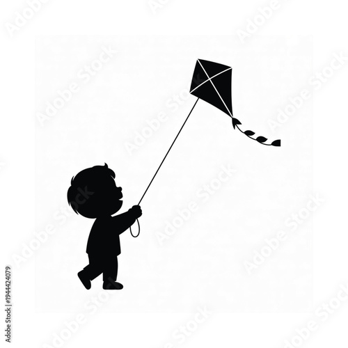 Black silhouette of a beagle dog standing in profile view