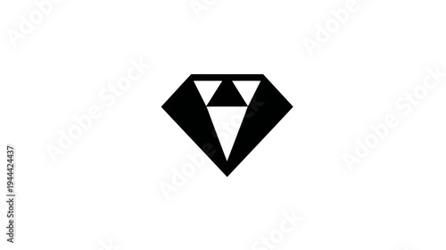A stark, minimalist geometric design featuring a diamond shape with internal triangular details in black