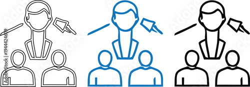 Leadership icon variations for teamwork and guidance