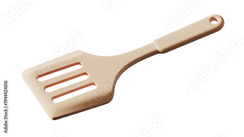 A light brown spatula isolated on a plain white background