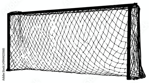 A black and white illustration of a net used for scoring in a competitive team sport
