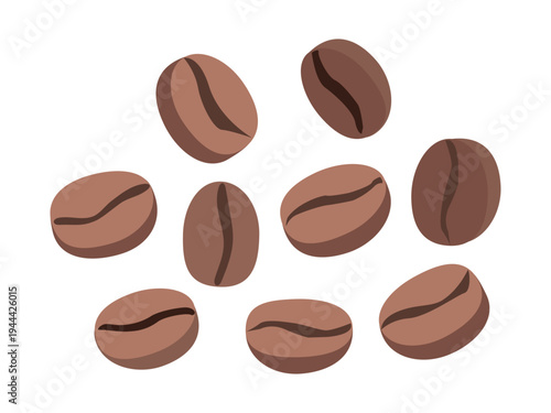 A set of different icons, coffee bean icons isolated on white background. Graphic brown coffee element symbol for design, decoration, branding, label, hand-drawn, Vector illustration EPS 10.