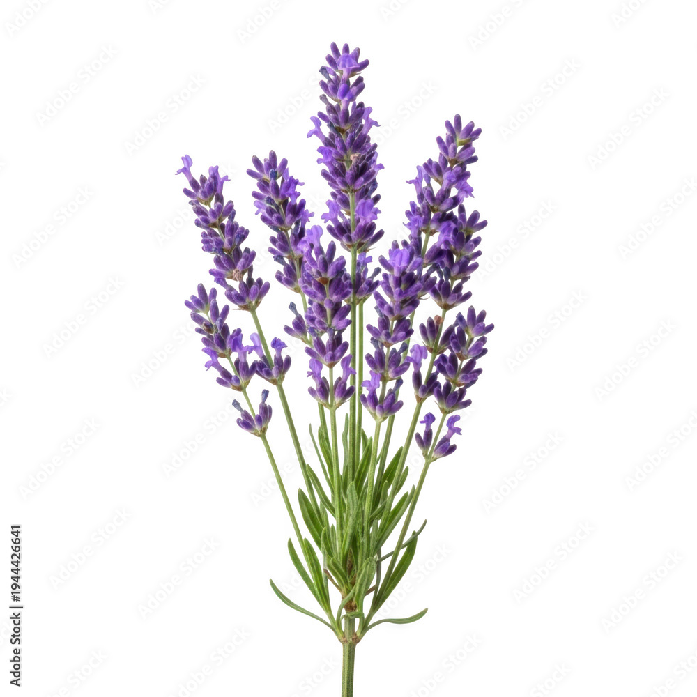 Obraz premium A sprig of lavender flowers on transparent background