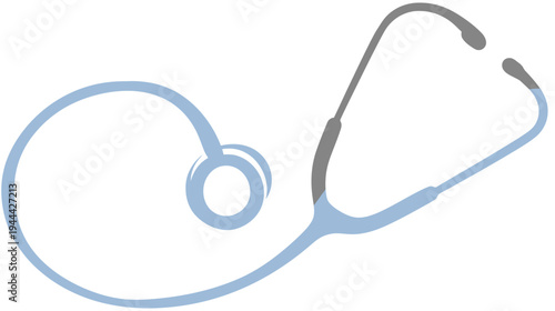 Stylized illustration of a medical stethoscope, showcasing a minimalist design with blue and gray color scheme