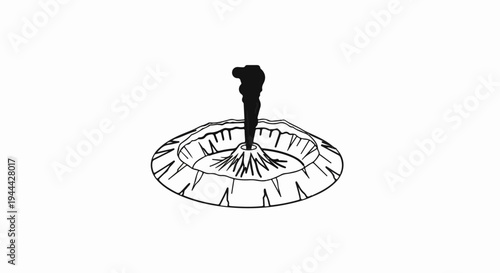 Illustration of a volcano erupting with smoke and ash spewing upwards