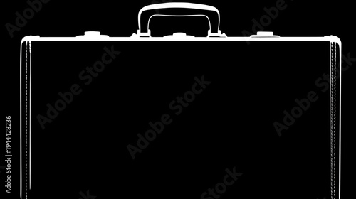 A black and white depiction of a briefcase against a plain black backdrop