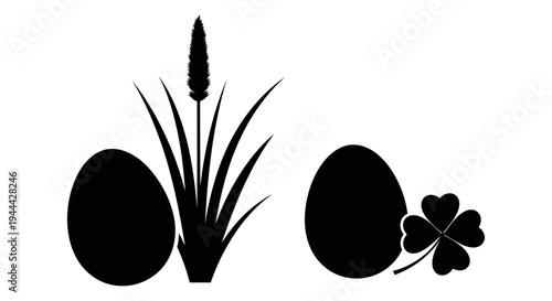 Ireland's iconic symbols: the shamrock and wheat ear with potatoes Vector, illustration