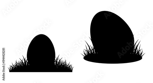 Two distinct molehills emerging from grassy terrain in silhouette form Vector, illustration