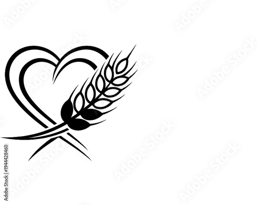 Heart and wheat graphic
