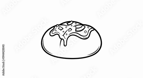 Hand-drawn outline of a bun with sauce and toppings