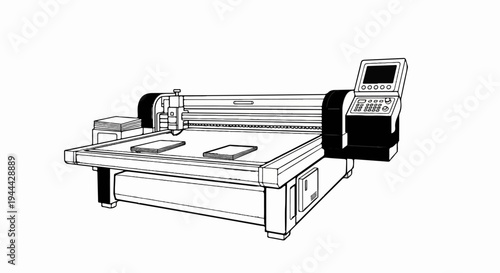 Industrial digital printer with large flatbed and control panel