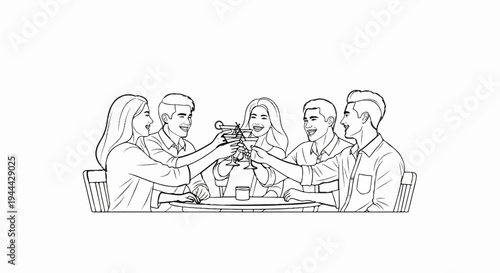 Friends celebrating with cocktails at a table
