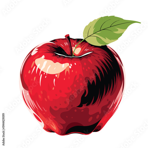 Photorealistic Fresh Red Apple Vector Illustration