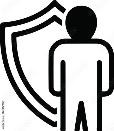 Icon of a person protected by a shield
