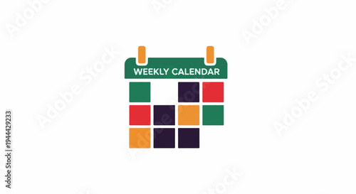 Icon of a weekly calendar with colorful squares on a white background