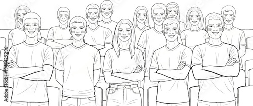 Excited crowd of young people wearing face paint and casual attire