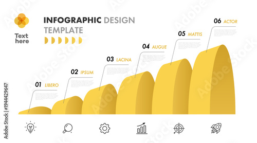 Process infographic 3d isometric 6 level, parts or options for timelines, processing, workflow layout; apps; web design banner; presentation; marketing