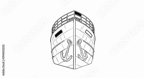 Front view of a ship with two anchors