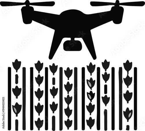 Drone surveying crops in a field for precision agriculture