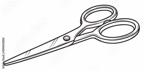 Black and white of a pair of scissors with detailed handles outline