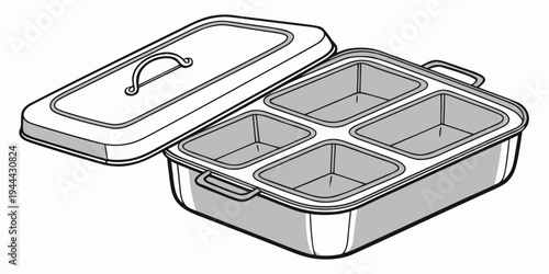 Stainless steel four compartment food storage container with lid four compartments