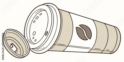 Open white disposable coffee cup with lid on white background disposable cup white cup