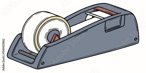 Gray desk tape dispenser with white roll office