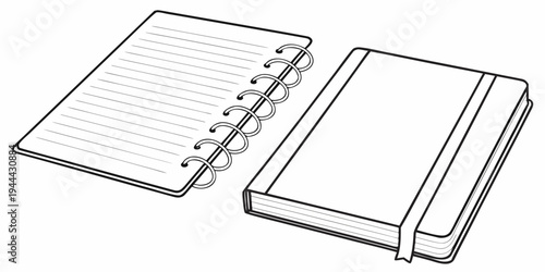 Two notebooks side by side on white background journals writing paper office