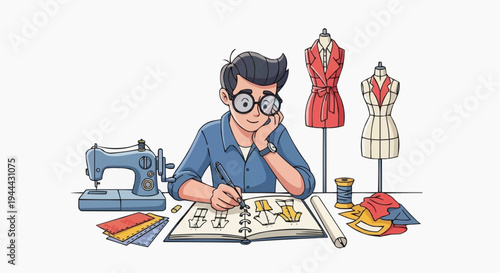A fashion designer working on a sketch