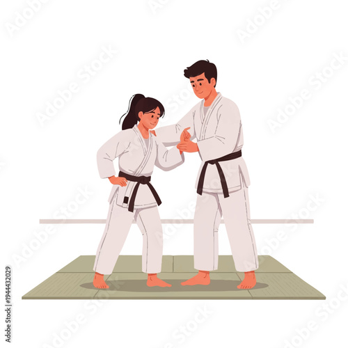 Martial Arts Karate or Judo Training Illustration