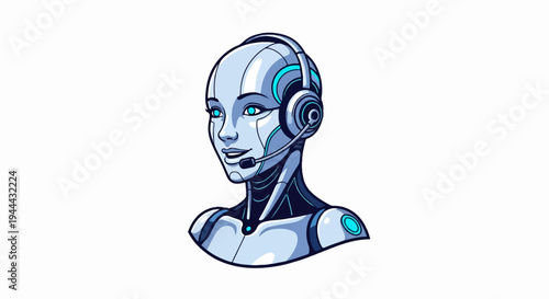 Futuristic robot avatar with headset