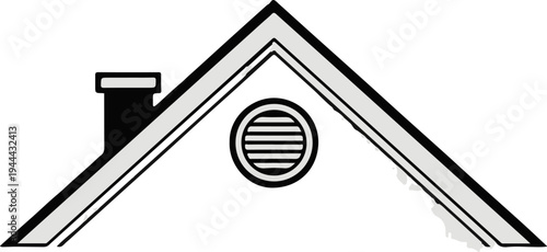 Gable roof with chimney and circular vent