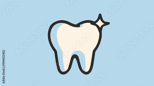 Illustration of a healthy tooth with a shiny effect, set against a light blue backdrop