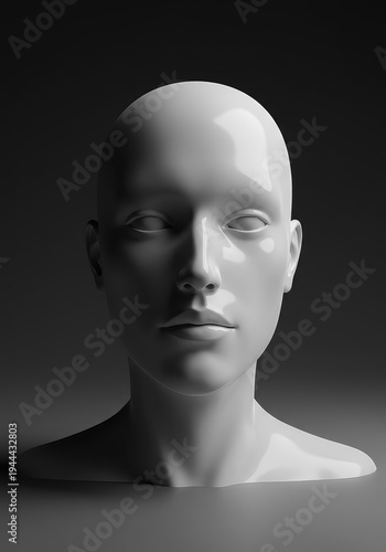 A stark, smooth, and monochromatic image depicting a featureless void, symbolizing sensory deprivation, numbness, or a blank emotional state, mental block, curved, bland