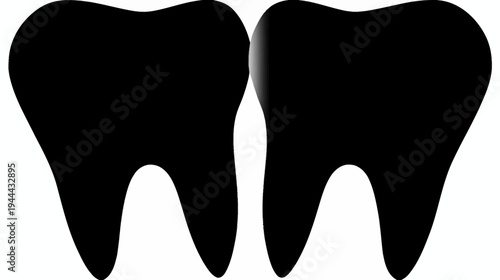 Black and white illustration of two molars, a dental theme