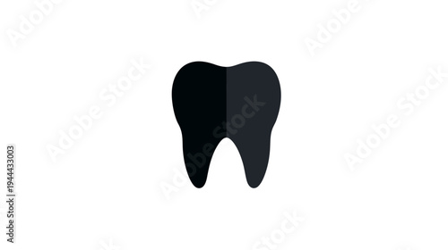 A simple illustration of a molar tooth, bisected by a line, on a white background