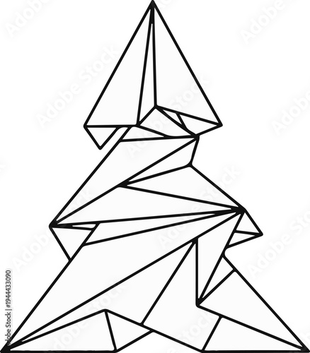Geometric abstract stylized Christmas tree with sharp angular lines