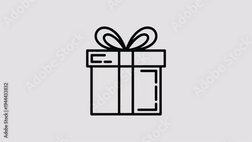 Simple line drawing of a gift box with a decorative bow on top