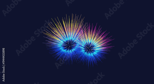 Vibrant colorful explosion burst illustration with blue center